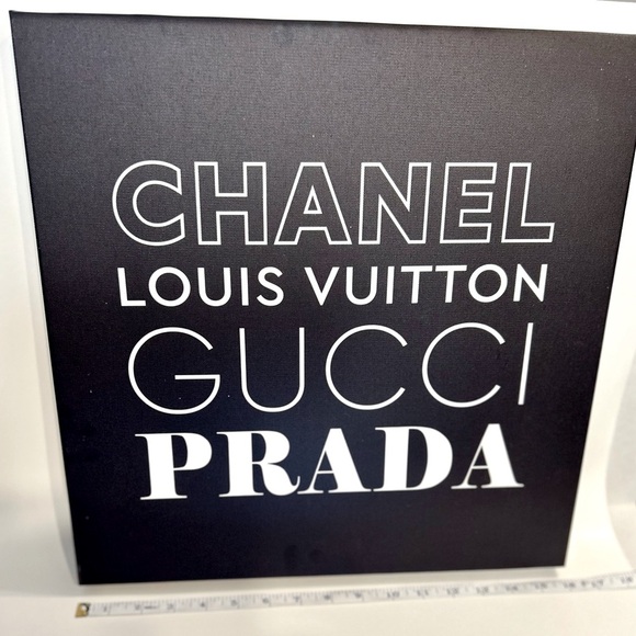 CHANEL LOUIS VUITTON GUCCI PRADA Designer Fashion Canvas Art Black White 16x16in - Picture 1 of 3